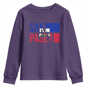 Sak Pase Haitian Creole Youth Sweatshirt Haiti Flag Heritage Pride TS02 Purple Print Your Wear