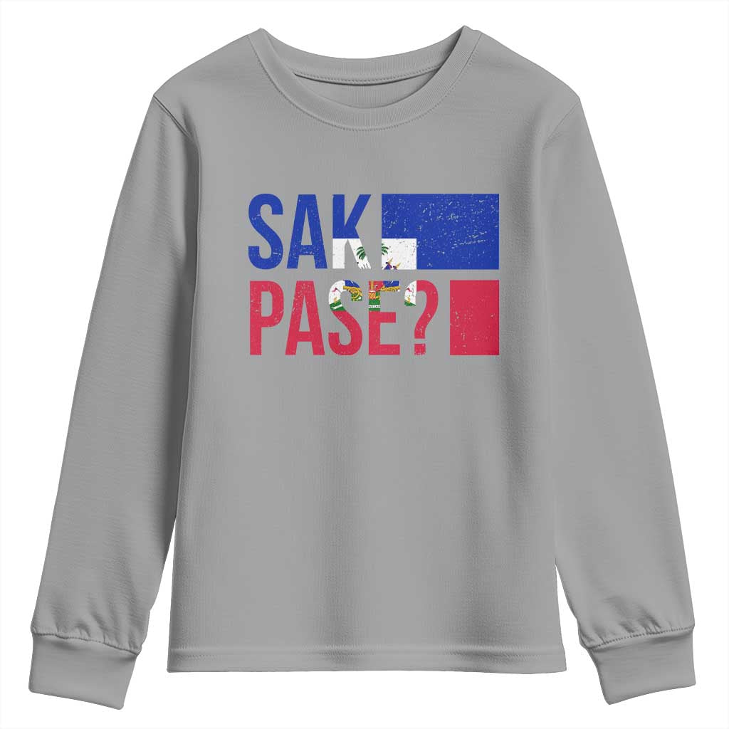 Sak Pase Haitian Creole Youth Sweatshirt Haiti Flag Heritage Pride TS02 Sport Gray Print Your Wear