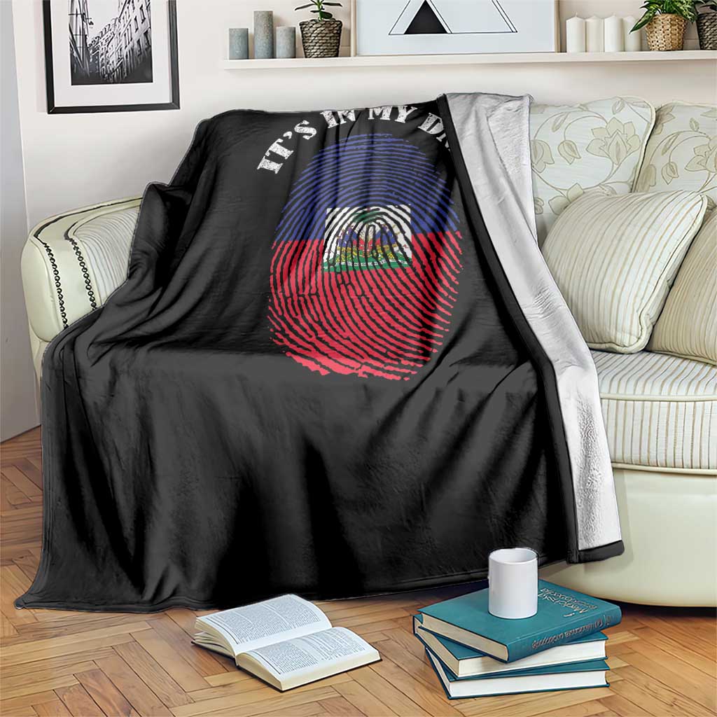 It's In My DNA Haitian Flag Fingerprint Graphic Throw Blanket Haiti Heritage Pride TS02 Print Your Wear