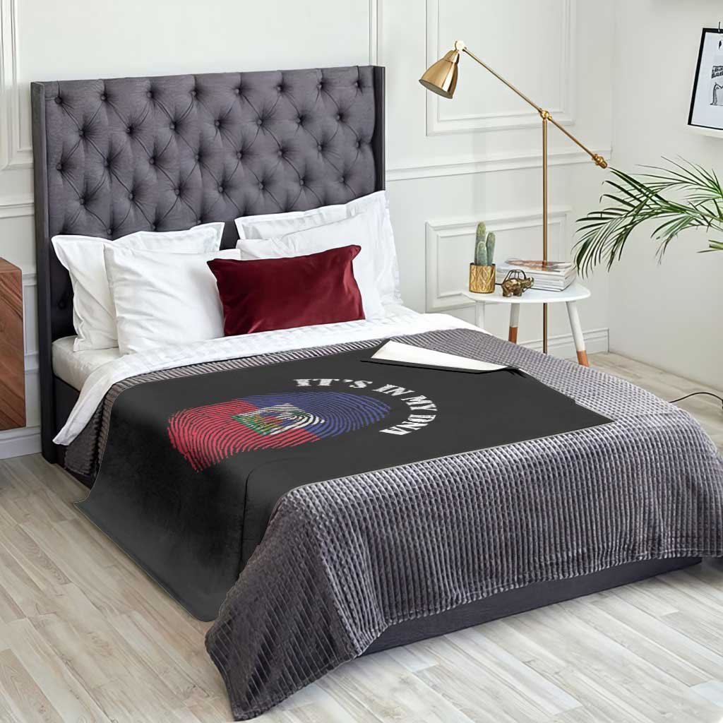 It's In My DNA Haitian Flag Fingerprint Graphic Throw Blanket Haiti Heritage Pride TS02 Print Your Wear