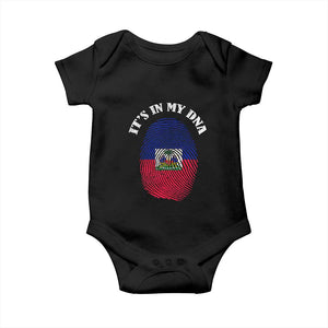 It's In My DNA Haitian Flag Fingerprint Graphic Baby Onesie Haiti Heritage Pride TS02 Black Print Your Wear