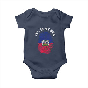 It's In My DNA Haitian Flag Fingerprint Graphic Baby Onesie Haiti Heritage Pride TS02 Navy Print Your Wear
