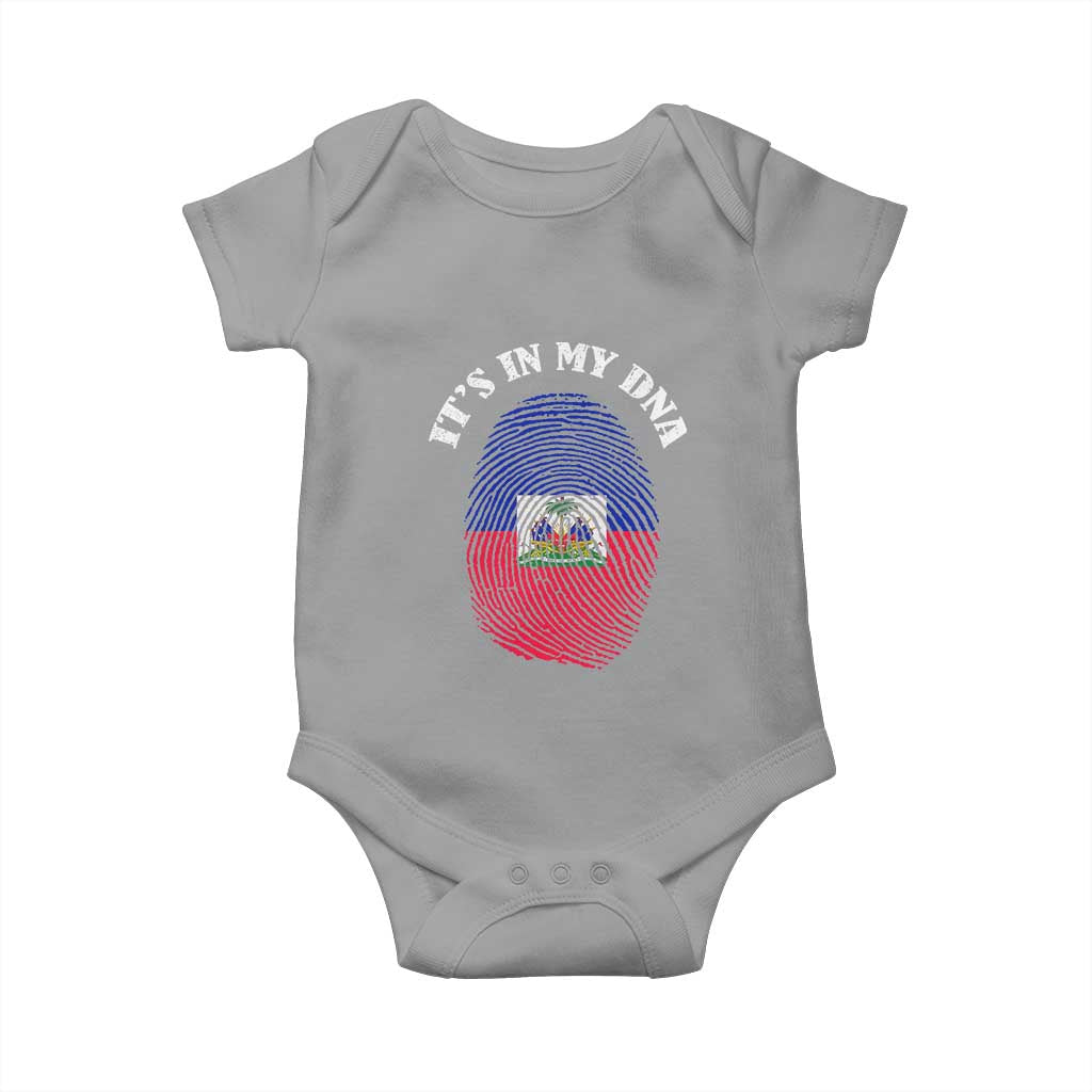 It's In My DNA Haitian Flag Fingerprint Graphic Baby Onesie Haiti Heritage Pride TS02 Sport Gray Print Your Wear