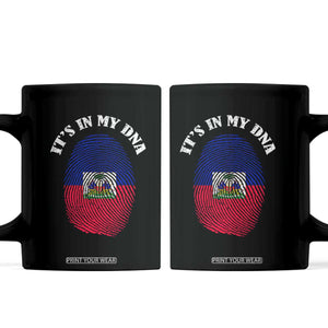 It's In My DNA Haitian Flag Fingerprint Graphic Coffee Mug Haiti Heritage Pride TS02 Black Print Your Wear