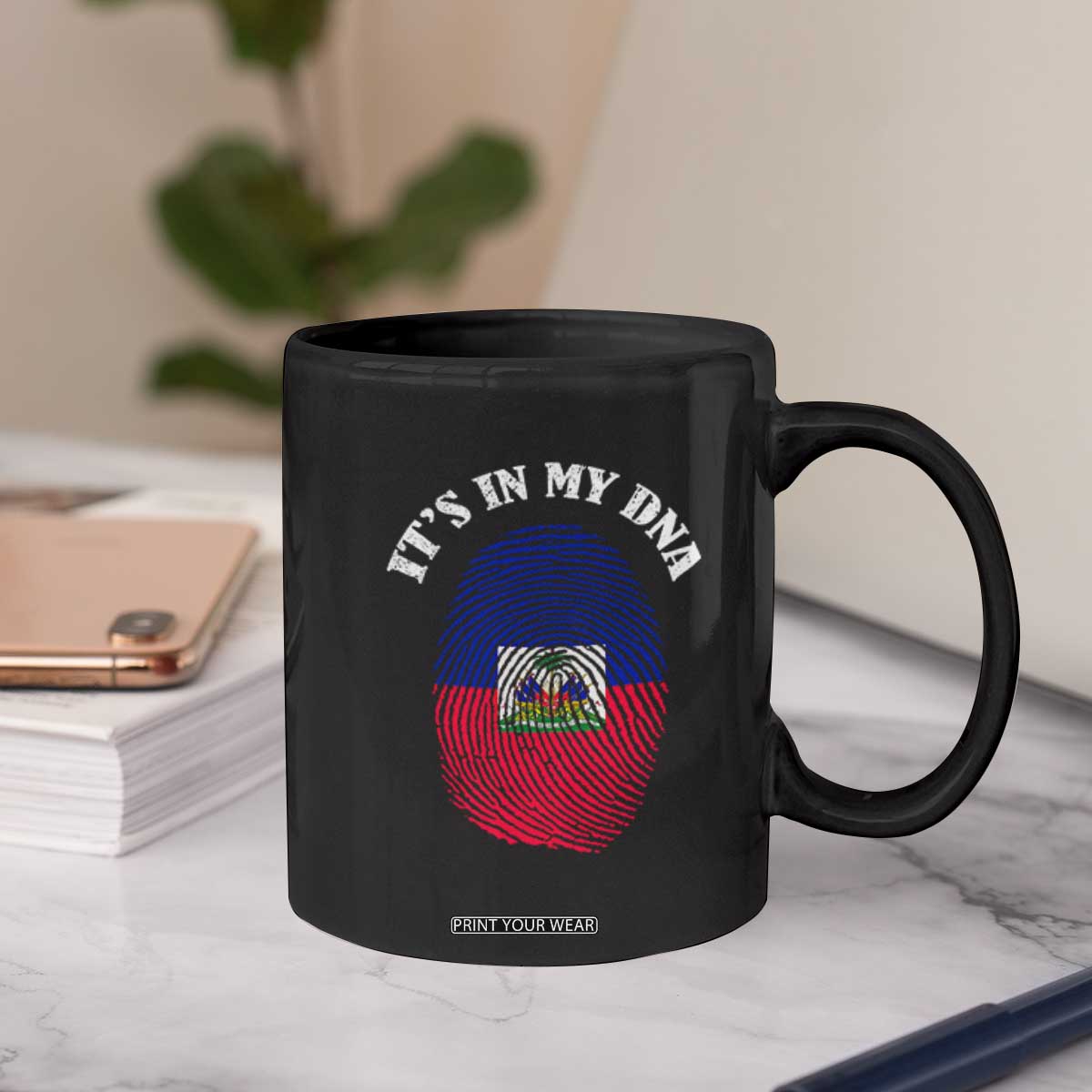 It's In My DNA Haitian Flag Fingerprint Graphic Coffee Mug Haiti Heritage Pride TS02 Print Your Wear