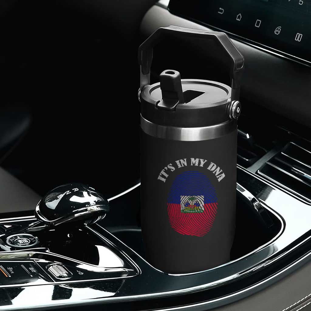 It's In My DNA Haitian Flag Fingerprint Graphic Flip Straw Tumbler Haiti Heritage Pride TS02 Print Your Wear