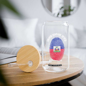 It's In My DNA Haitian Flag Fingerprint Graphic Glass Can Haiti Heritage Pride TS02 Print Your Wear