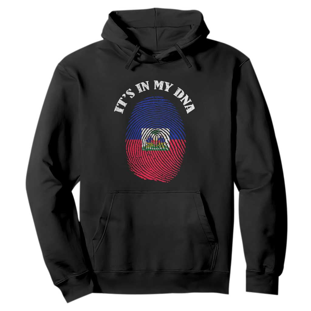 It's In My DNA Haitian Flag Fingerprint Graphic Hoodie Haiti Heritage Pride TS02 Black Print Your Wear