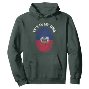 It's In My DNA Haitian Flag Fingerprint Graphic Hoodie Haiti Heritage Pride TS02 Dark Forest Green Print Your Wear