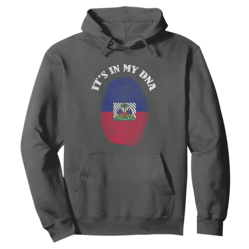 It's In My DNA Haitian Flag Fingerprint Graphic Hoodie Haiti Heritage Pride TS02 Dark Heather Print Your Wear