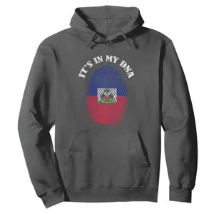 It's In My DNA Haitian Flag Fingerprint Graphic Hoodie Haiti Heritage Pride TS02 Dark Heather Print Your Wear