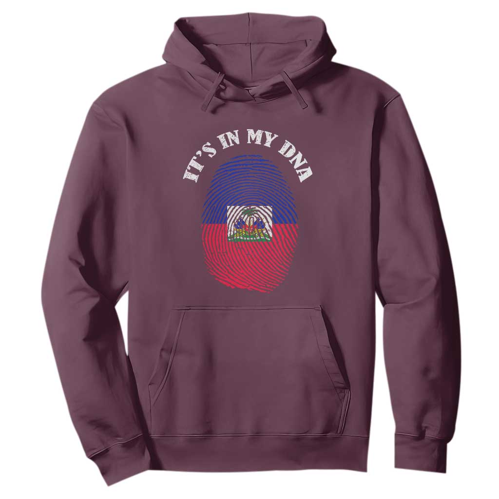 It's In My DNA Haitian Flag Fingerprint Graphic Hoodie Haiti Heritage Pride TS02 Maroon Print Your Wear