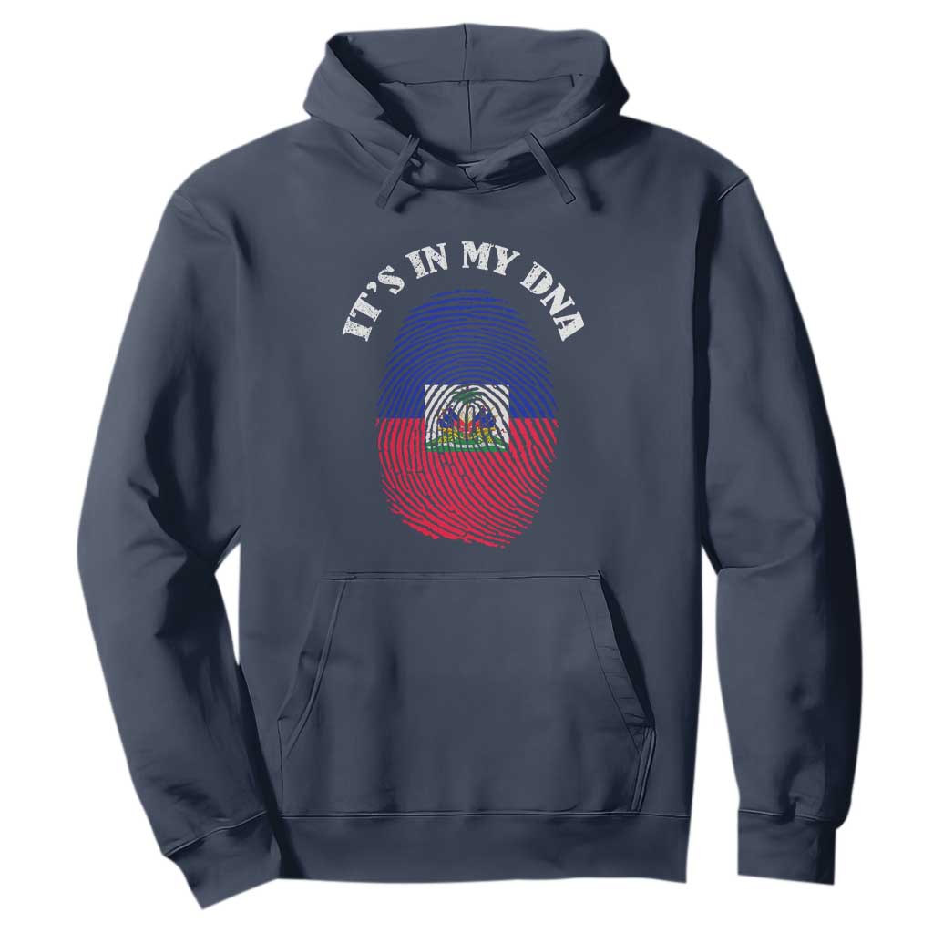 It's In My DNA Haitian Flag Fingerprint Graphic Hoodie Haiti Heritage Pride TS02 Navy Print Your Wear