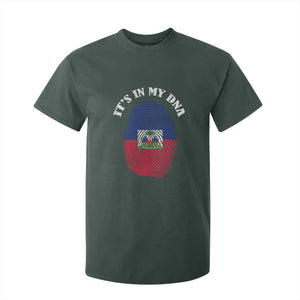 It's In My DNA Haitian Flag Fingerprint Graphic T Shirt For Kid Haiti Heritage Pride TS02 Dark Forest Green Print Your Wear