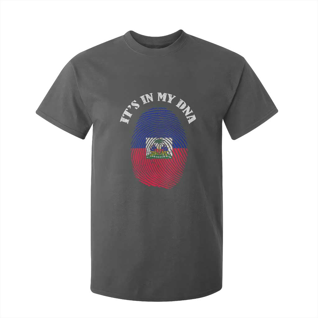 It's In My DNA Haitian Flag Fingerprint Graphic T Shirt For Kid Haiti Heritage Pride TS02 Dark Heather Print Your Wear