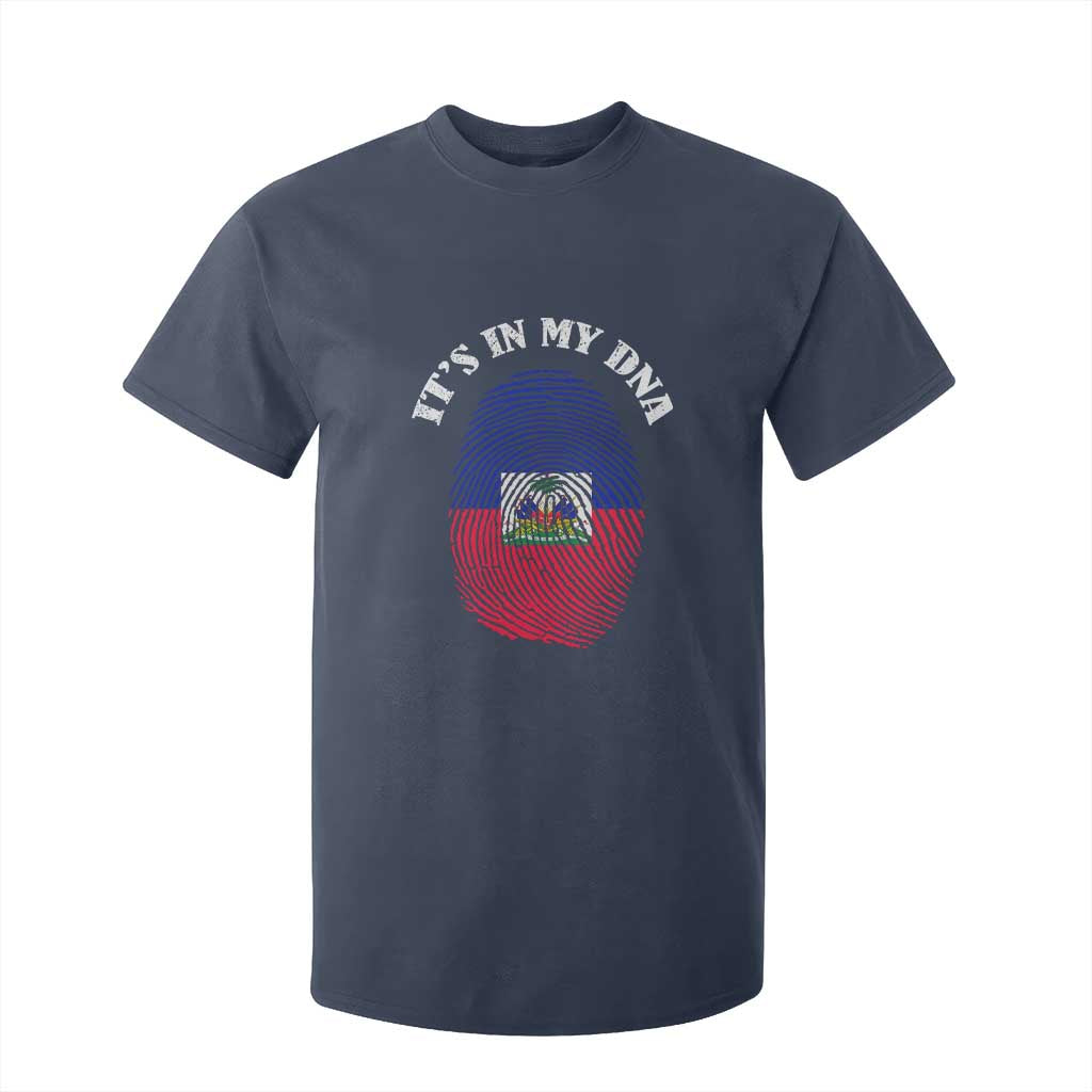It's In My DNA Haitian Flag Fingerprint Graphic T Shirt For Kid Haiti Heritage Pride TS02 Navy Print Your Wear