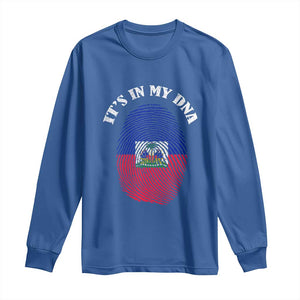 It's In My DNA Haitian Flag Fingerprint Graphic Long Sleeve Shirt Haiti Heritage Pride TS02 Royal Blue Print Your Wear