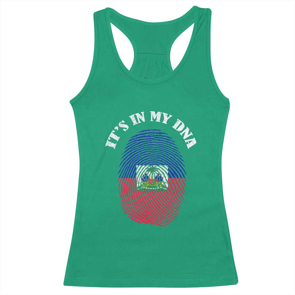 It's In My DNA Haitian Flag Fingerprint Graphic Racerback Tank Top Haiti Heritage Pride TS02 Irish Green Print Your Wear