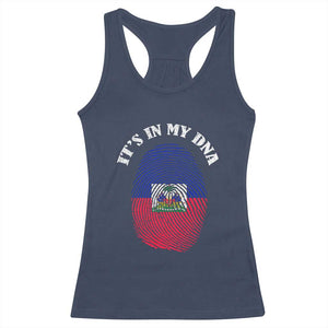 It's In My DNA Haitian Flag Fingerprint Graphic Racerback Tank Top Haiti Heritage Pride TS02 Navy Print Your Wear