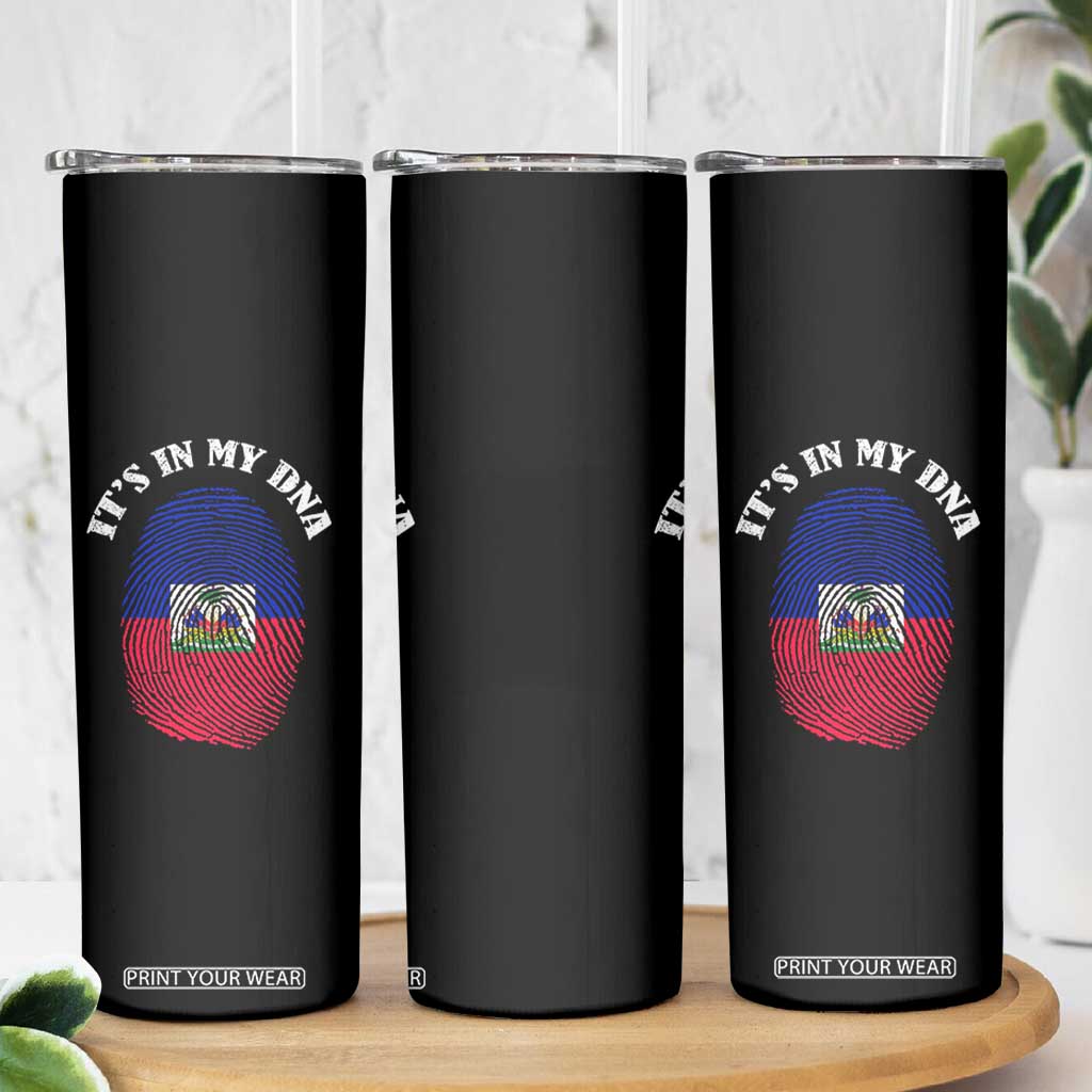 It's In My DNA Haitian Flag Fingerprint Graphic Skinny Tumbler Haiti Heritage Pride TS02 Print Your Wear