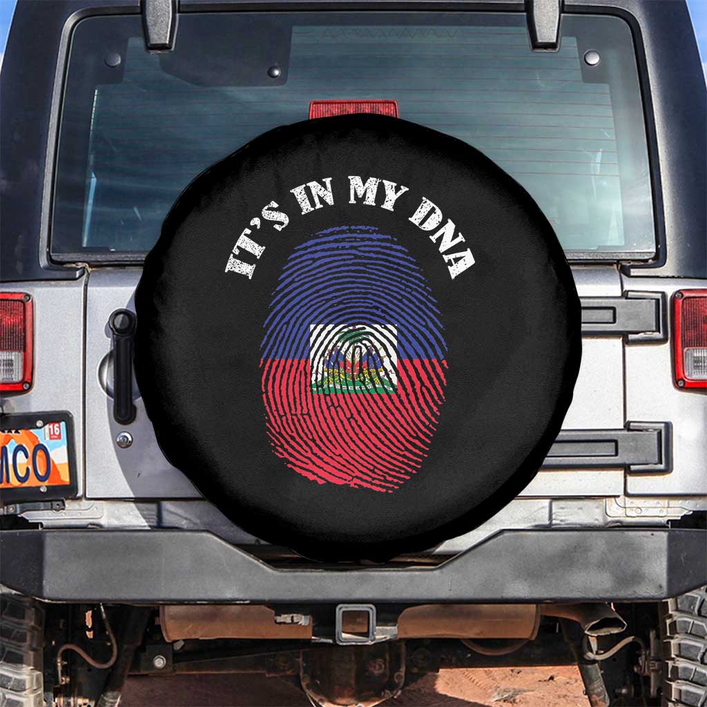 It's In My DNA Haitian Flag Fingerprint Graphic Spare Tire Cover Haiti Heritage Pride TS02 No hole Black Print Your Wear