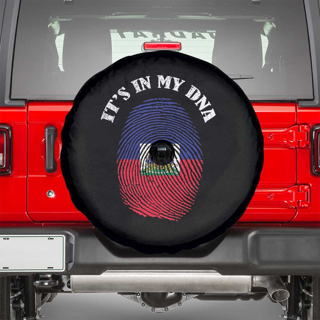 It's In My DNA Haitian Flag Fingerprint Graphic Spare Tire Cover Haiti Heritage Pride TS02 Black Print Your Wear