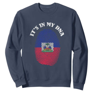 It's In My DNA Haitian Flag Fingerprint Graphic Sweatshirt Haiti Heritage Pride TS02 Navy Print Your Wear