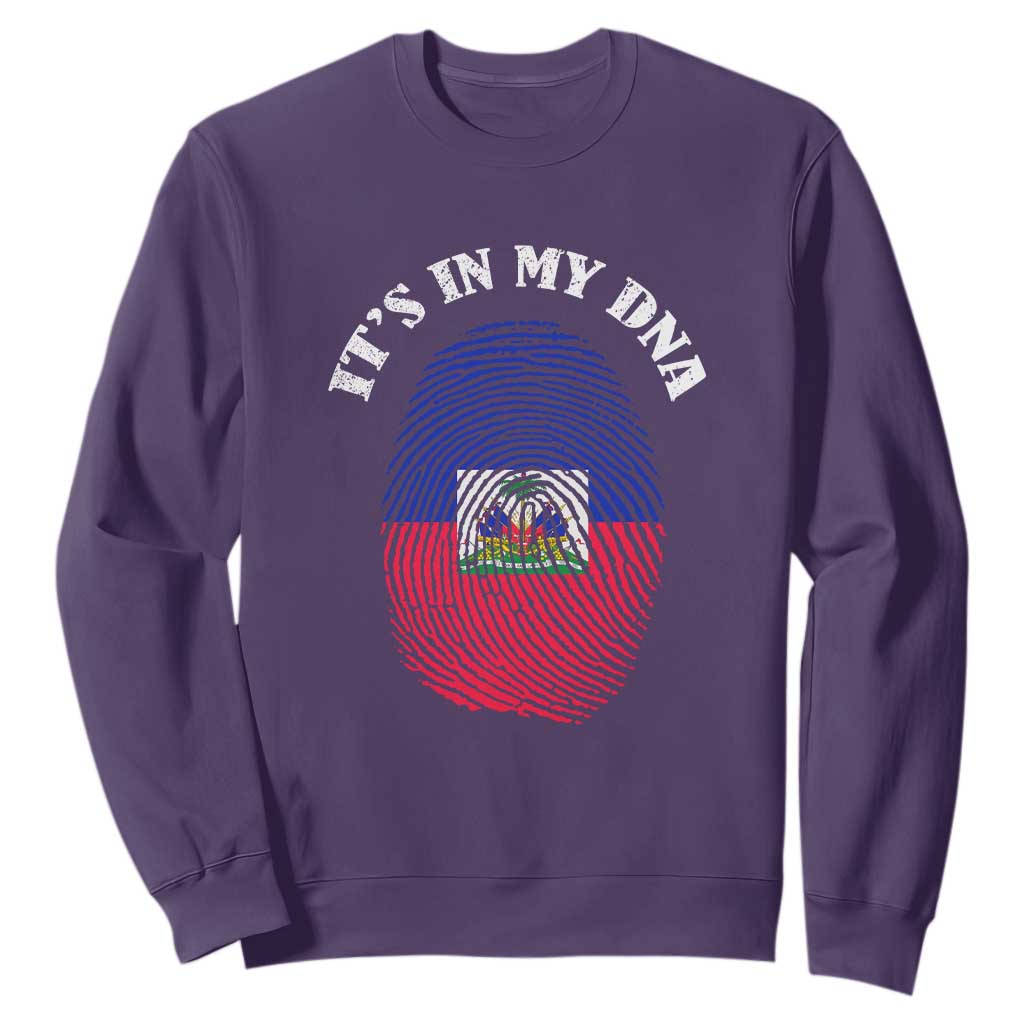 It's In My DNA Haitian Flag Fingerprint Graphic Sweatshirt Haiti Heritage Pride TS02 Purple Print Your Wear