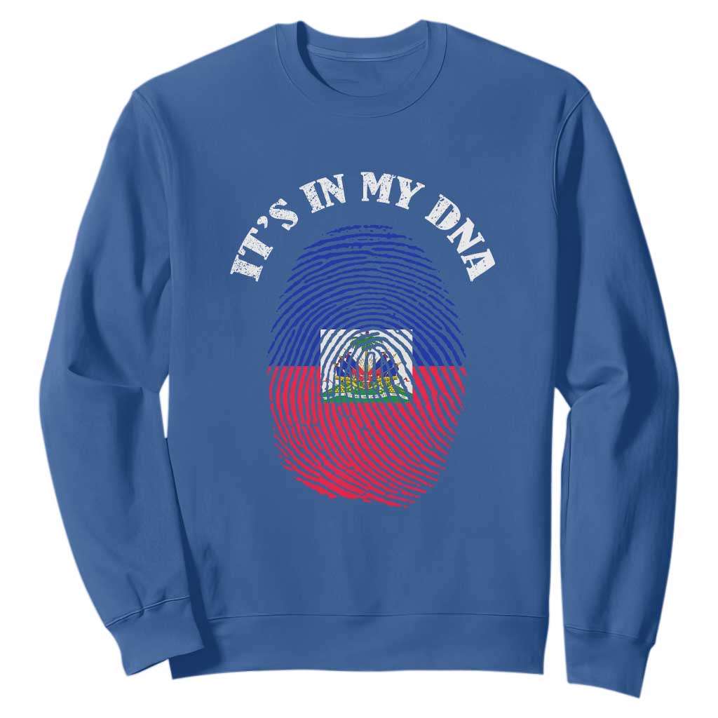 It's In My DNA Haitian Flag Fingerprint Graphic Sweatshirt Haiti Heritage Pride TS02 Royal Blue Print Your Wear