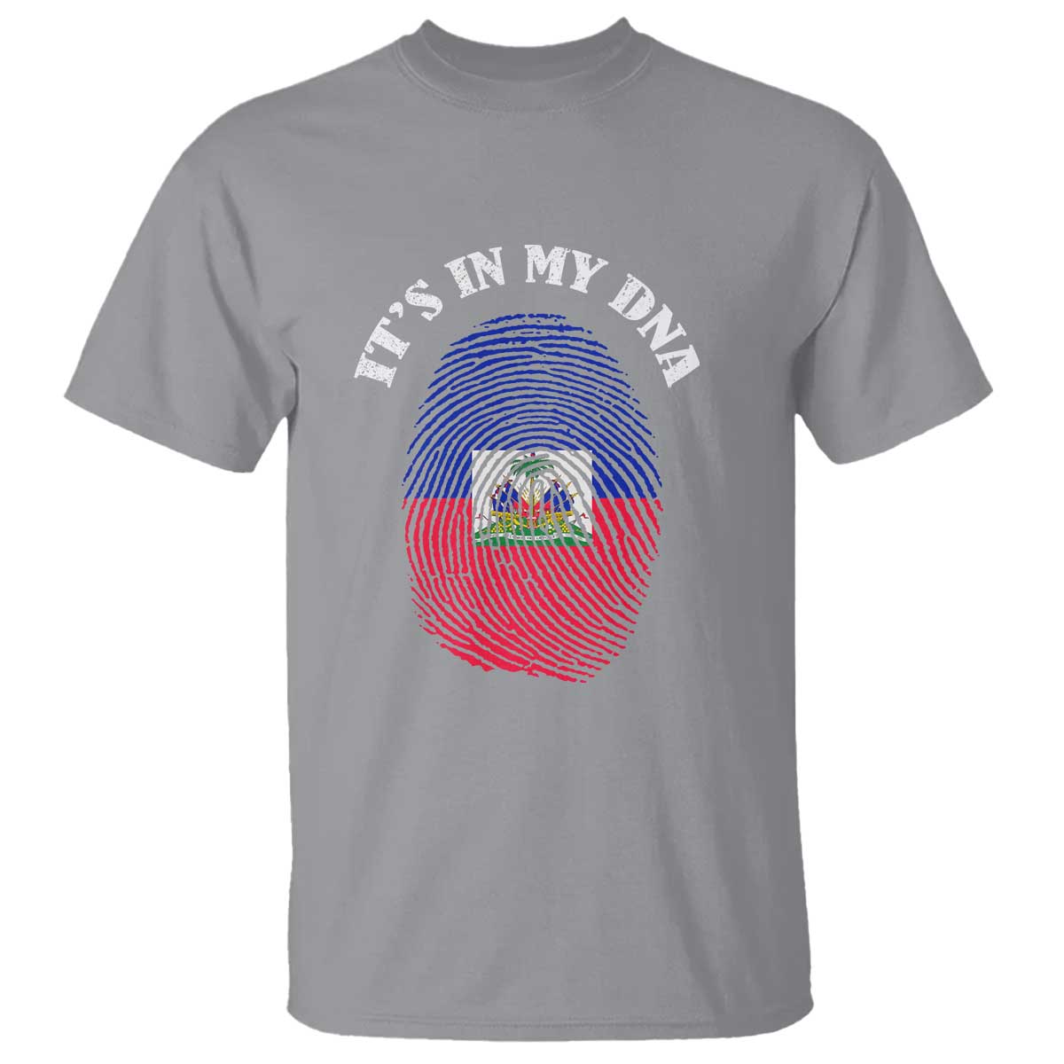 It's In My DNA Haitian Flag Fingerprint Graphic T Shirt Haiti Heritage Pride TS02 Sport Gray Print Your Wear