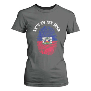 It's In My DNA Haitian Flag Fingerprint Graphic T Shirt For Women Haiti Heritage Pride TS02 Dark Heather Print Your Wear