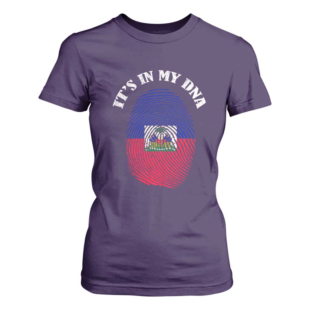 It's In My DNA Haitian Flag Fingerprint Graphic T Shirt For Women Haiti Heritage Pride TS02 Purple Print Your Wear