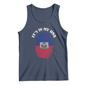 It's In My DNA Haitian Flag Fingerprint Graphic Tank Top Haiti Heritage Pride TS02 Navy Print Your Wear