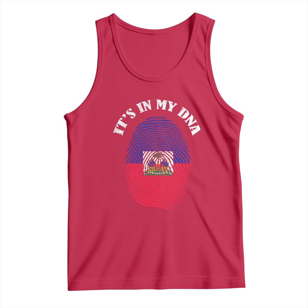 It's In My DNA Haitian Flag Fingerprint Graphic Tank Top Haiti Heritage Pride TS02 Red Print Your Wear
