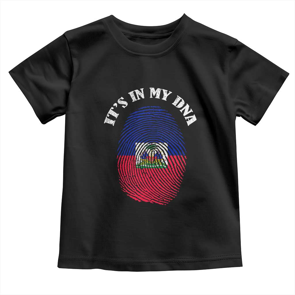 It's In My DNA Haitian Flag Fingerprint Graphic Toddler T Shirt Haiti Heritage Pride TS02 Black Print Your Wear