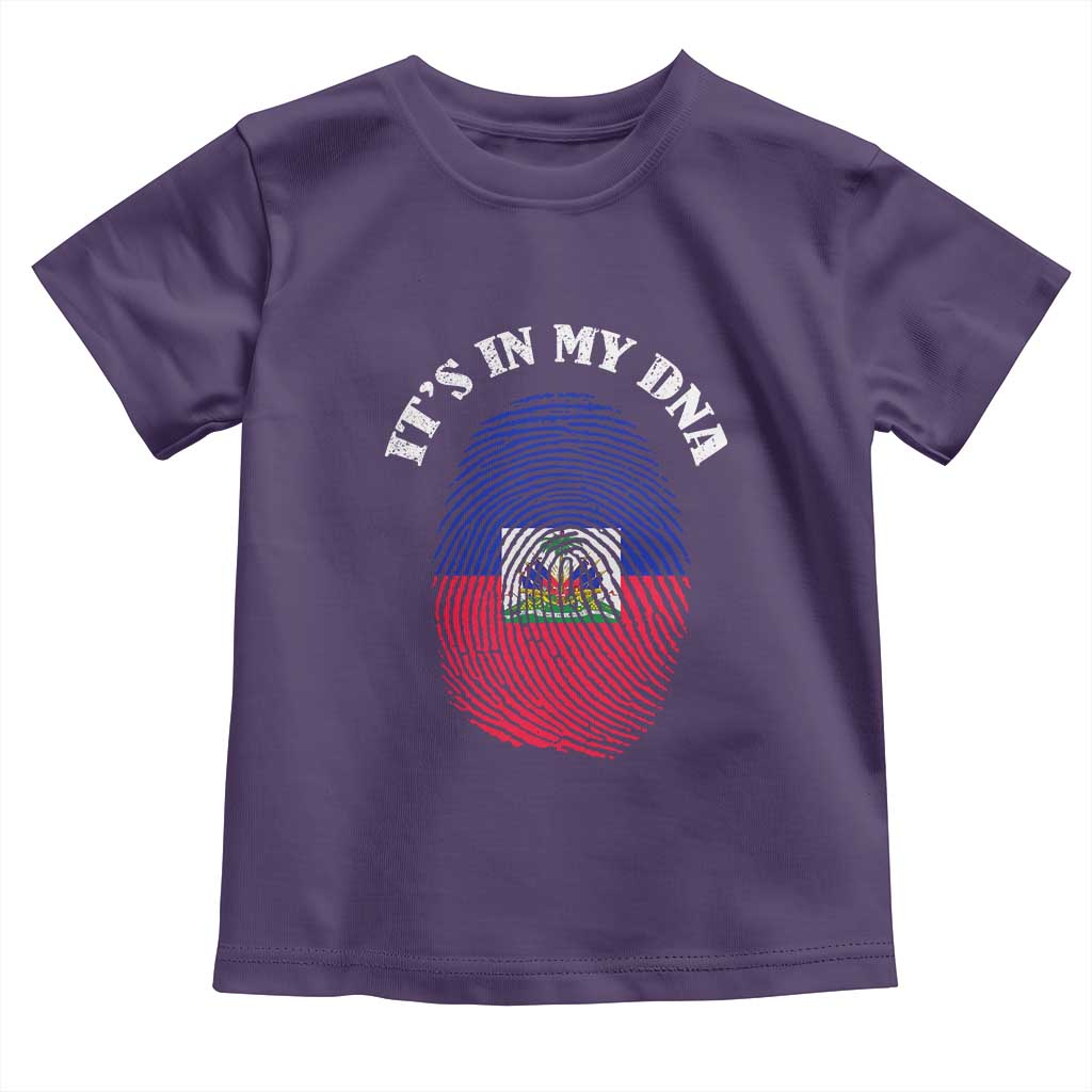 It's In My DNA Haitian Flag Fingerprint Graphic Toddler T Shirt Haiti Heritage Pride TS02 Purple Print Your Wear