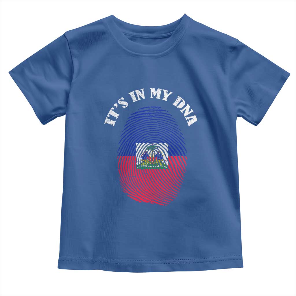 It's In My DNA Haitian Flag Fingerprint Graphic Toddler T Shirt Haiti Heritage Pride TS02 Royal Blue Print Your Wear