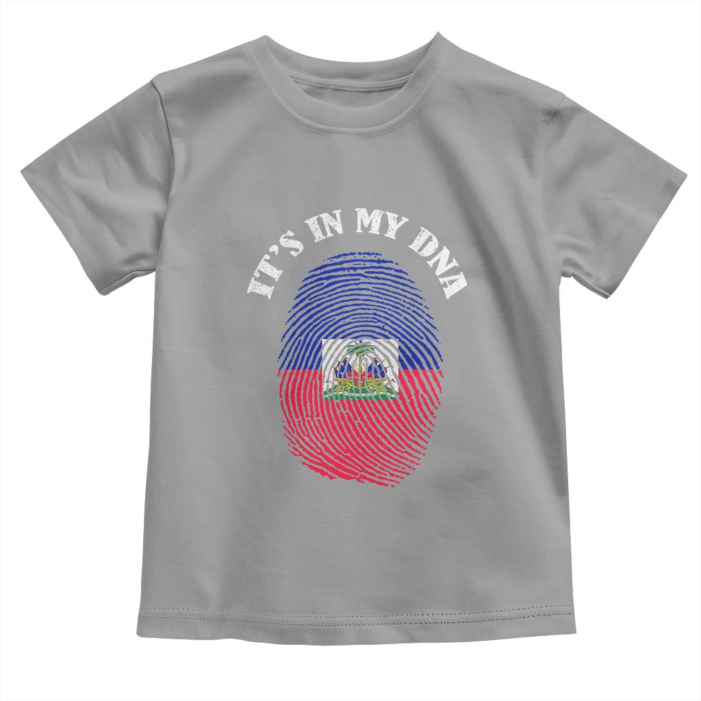It's In My DNA Haitian Flag Fingerprint Graphic Toddler T Shirt Haiti Heritage Pride TS02 Sport Gray Print Your Wear