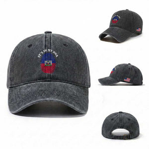 It's In My DNA Haitian Flag Fingerprint Graphic Washed Cotton Baseball Cap Haiti Heritage Pride TS02 Washed Cap Universal Fit Dark Gray Print Your Wear