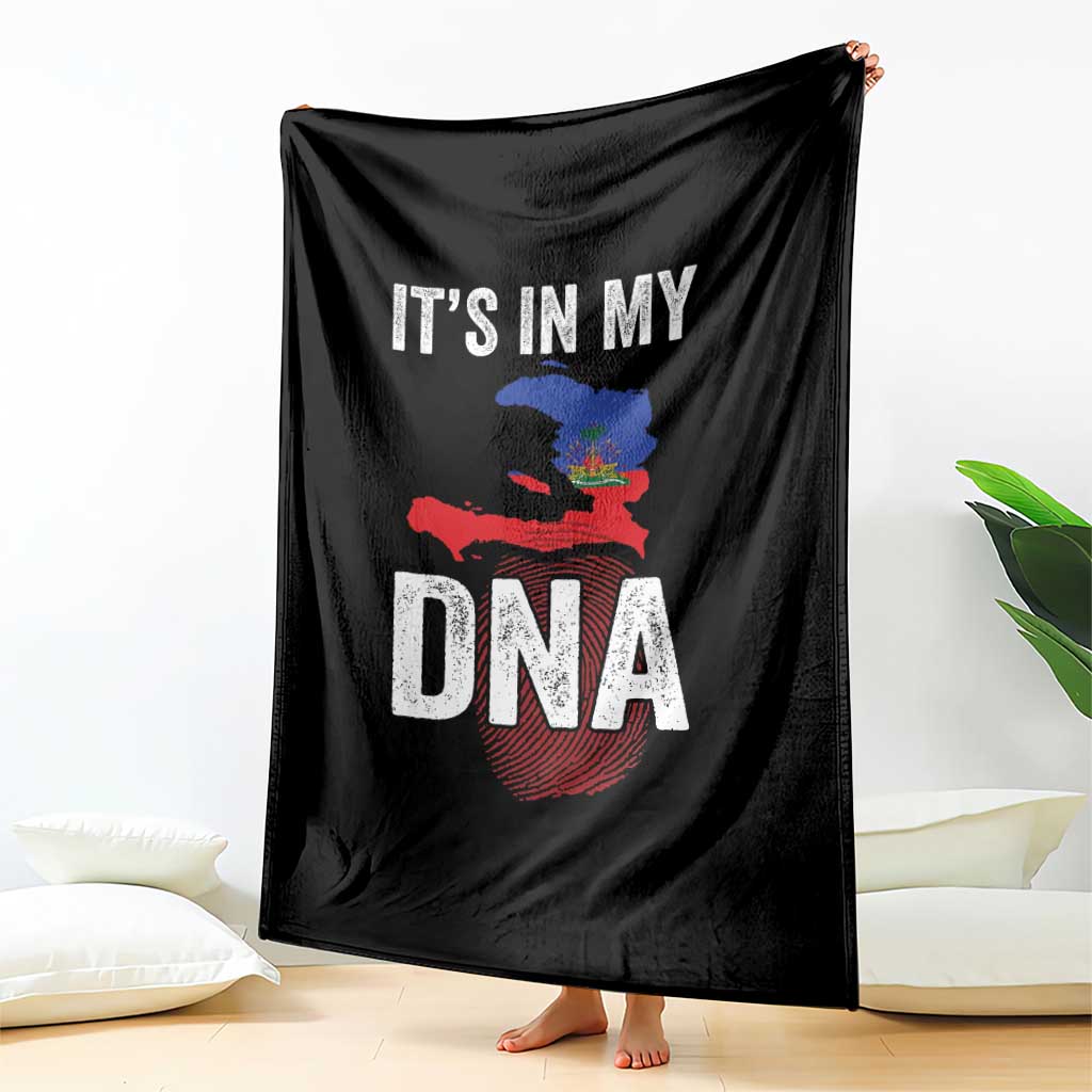 It's In My DNA Haitian Map and Fingerprint Flag Graphic Throw Blanket Haiti Heritage Pride TS02 Print Your Wear