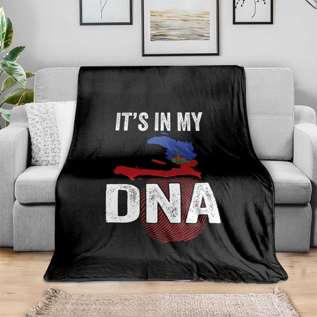 It's In My DNA Haitian Map and Fingerprint Flag Graphic Throw Blanket Haiti Heritage Pride TS02 Print Your Wear