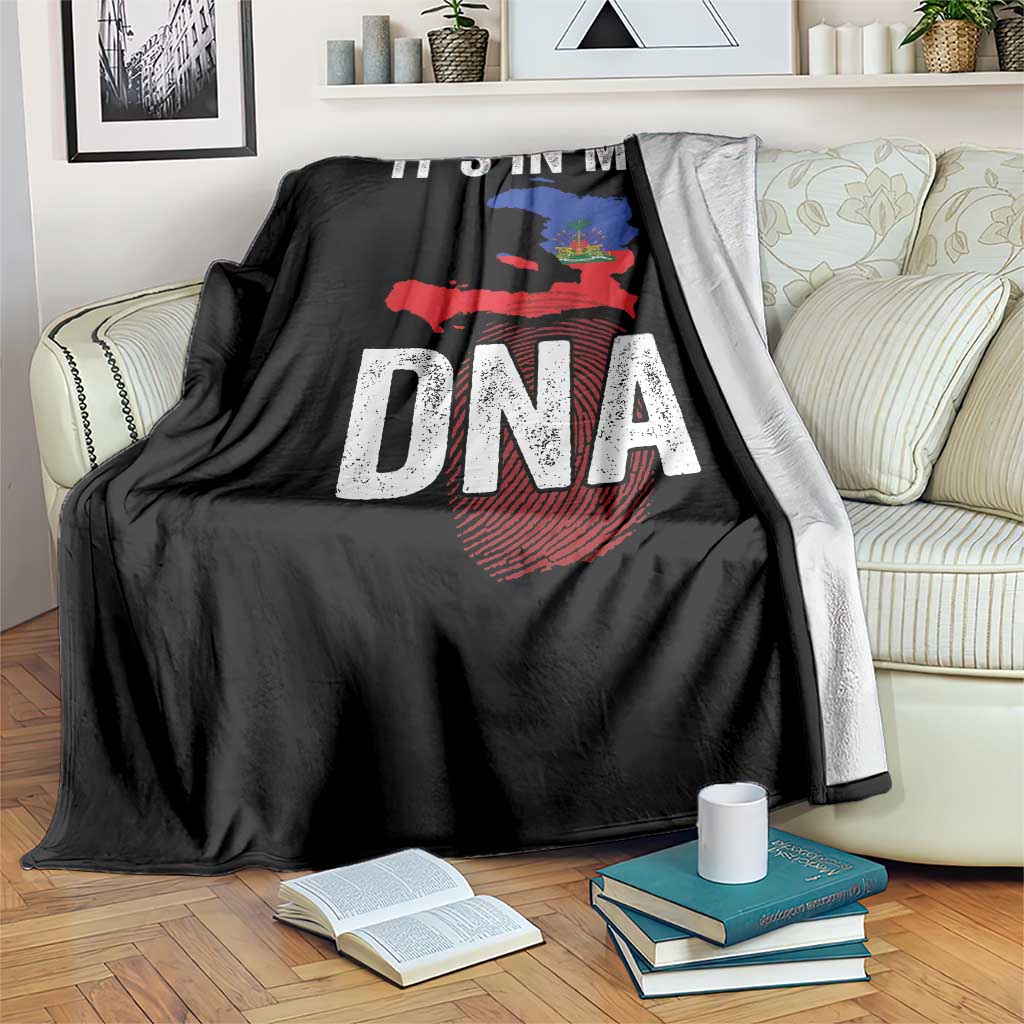 It's In My DNA Haitian Map and Fingerprint Flag Graphic Throw Blanket Haiti Heritage Pride TS02 Print Your Wear