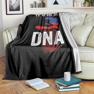 It's In My DNA Haitian Map and Fingerprint Flag Graphic Throw Blanket Haiti Heritage Pride TS02 Print Your Wear