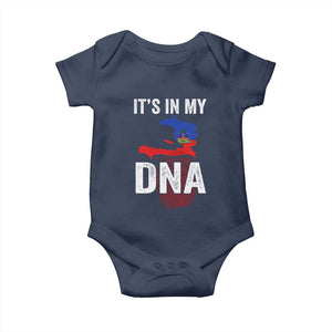 It's In My DNA Haitian Map and Fingerprint Flag Graphic Baby Onesie Haiti Heritage Pride TS02 Navy Print Your Wear