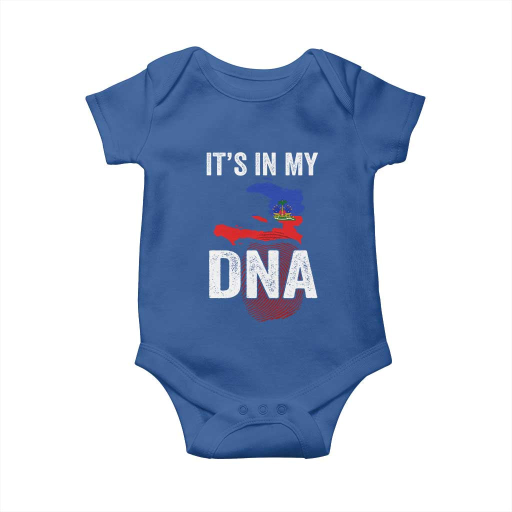 It's In My DNA Haitian Map and Fingerprint Flag Graphic Baby Onesie Haiti Heritage Pride TS02 Royal Blue Print Your Wear