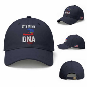 It's In My DNA Haitian Map and Fingerprint Flag Graphic Baseball Cap Haiti Heritage Pride TS02 Baseball Cap Universal Fit Navy Print Your Wear