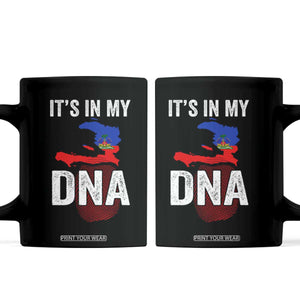It's In My DNA Haitian Map and Fingerprint Flag Graphic Coffee Mug Haiti Heritage Pride TS02 Black Print Your Wear