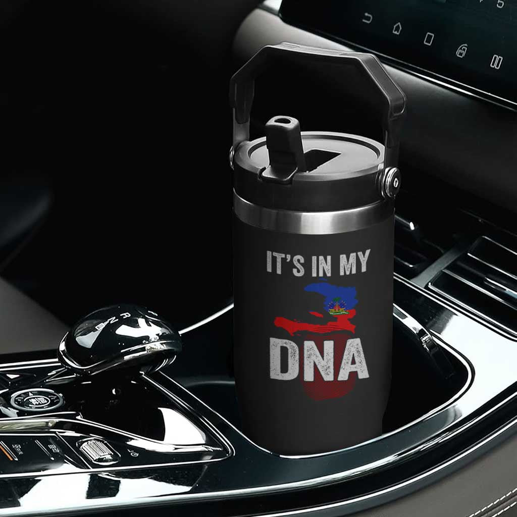 It's In My DNA Haitian Map and Fingerprint Flag Graphic Flip Straw Tumbler Haiti Heritage Pride TS02 Print Your Wear