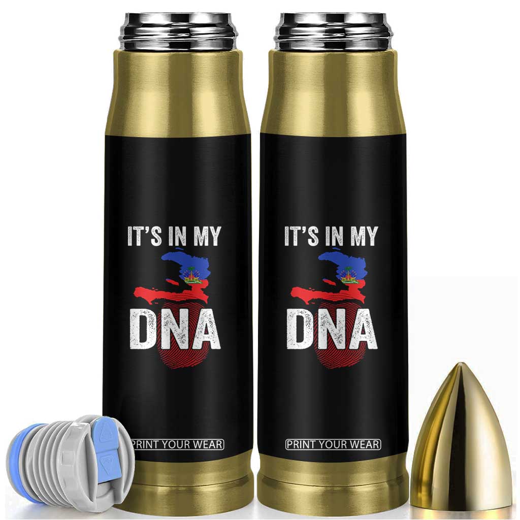 It's In My DNA Haitian Map and Fingerprint Flag Graphic Bullet Tumbler Haiti Heritage Pride TS02 Black Print Your Wear