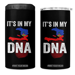 It's In My DNA Haitian Map and Fingerprint Flag Graphic 4 in 1 Can Cooler Tumbler Haiti Heritage Pride TS02 One Size: 16 oz Black Print Your Wear
